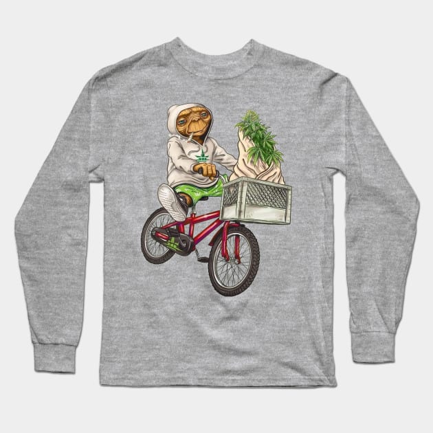 Classic ET Ride Bike With Weed Long Sleeve T-Shirt by MartInTheWall Shop